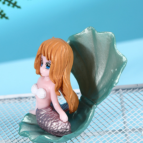 Cute Shell & Mermaid Micro-Landscape Aquarium Fish Tank Decorative PVC Plastic Craft Ornament