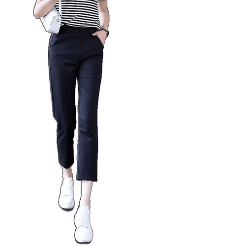 Internet celebrity small pants, eight-quarter pants, women's summer light and thin pants, elastic waist casual suit pants, women