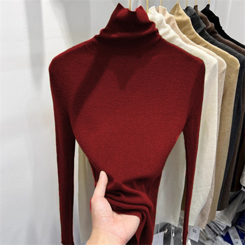 Light Luxury Turtleneck Red Knitwear for Women 2025 Autumn and Winter New Style Inner Knitwear with Western Style Soft Waxy Pile Collar Bottoming Shirt Light Luxury Turtleneck Red Knitwear for Women 2025 Autumn and Winter New Style Inner Knitwear with Western Style Soft Waxy Pile Collar Bottoming Shirt