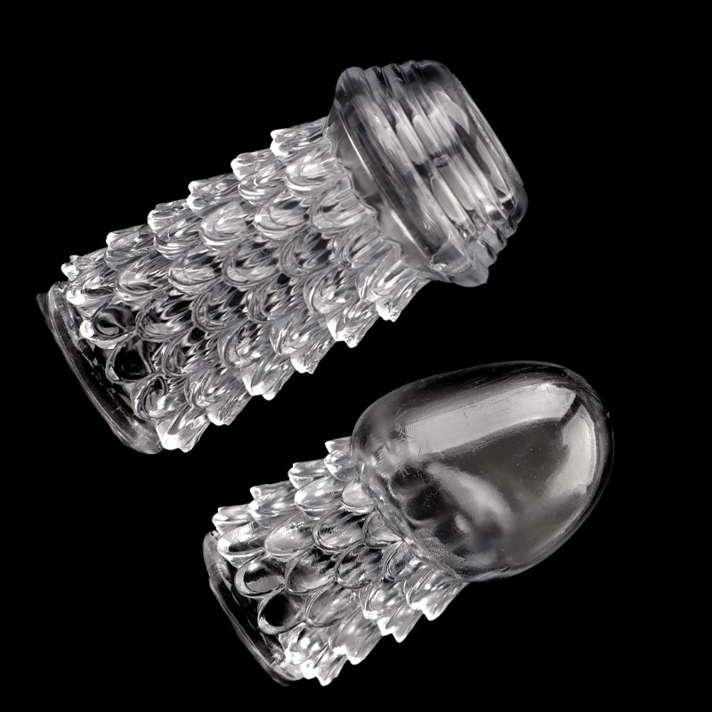 Spiked Textured Locking Condom Sleeve, TPE Reusable Extender, Fire Dragon Design — detail image 9