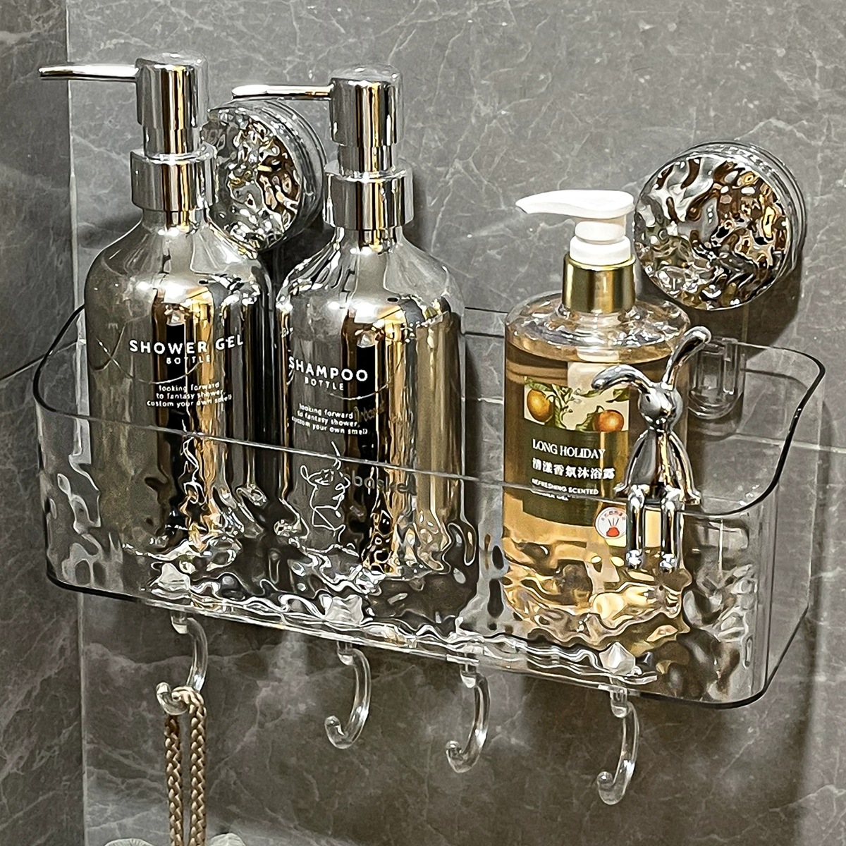 Cuarto de baño ventosa rack de almacenamiento rack de baño sin golpes inodoro lavabo cesta colgante cocina caja de almacenamiento montada en la pared