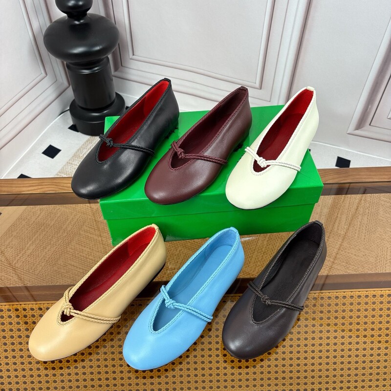 2026 New BV Style Knot Ballet Shoes for Women, Genuine Leather Shallow Flat Soft Leather Versatile Commuting Shoes