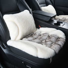 狐狸毛羊毛汽车坐垫冬季短毛绒皮毛一体单片三件套柔软保暖车座垫