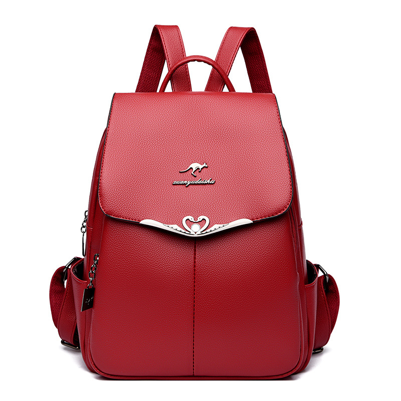 Mochila de cuero suave de venta transfronteriza para mujeres nueva estilo coreano simple versátil mochila de gran capacidad mochila de estudiantes bolsa de viaje