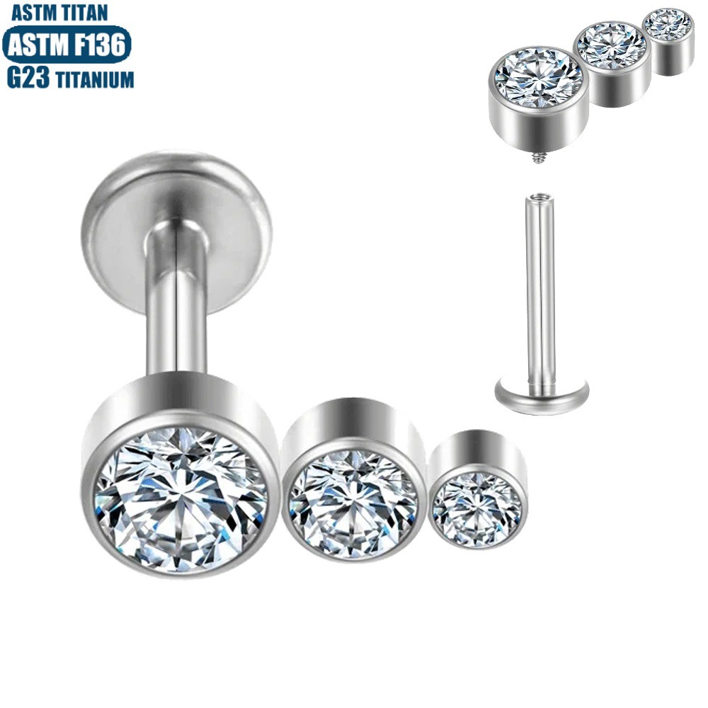 Labret stud lip piercing jewelry styling detail