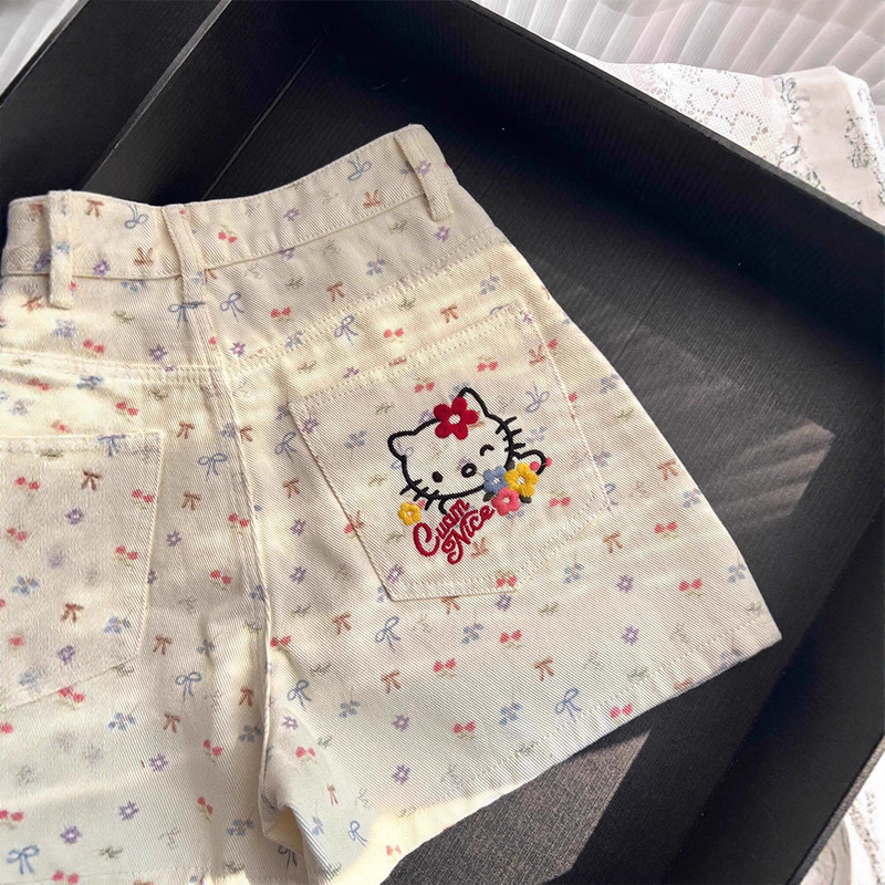 Summer Ootd Wear Cute Denim Shorts for Women Summer Large Size High Waist Loose Casual Wide Leg Pants for Outer Wear