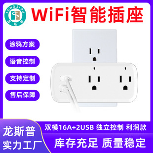 Tuya Wifi Socket Us Standard 16A One to Two Dual USB Control Smart Socket Wifi Us Standard Smart Socket