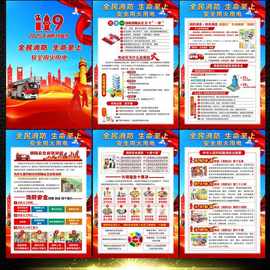2025年119消防日海报消防宣传月宣传挂图展板宣传栏宣传画墙贴贴
