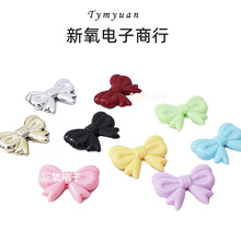 马卡龙彩色亚克力穿孔蝴蝶结 diy亮油手串手机链串珠挂圈饰品材料