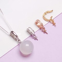 s925純銀黃金色扣頭珍珠萬能開口扣奶嘴項鍊吊墜扣頭18k扣diy配件