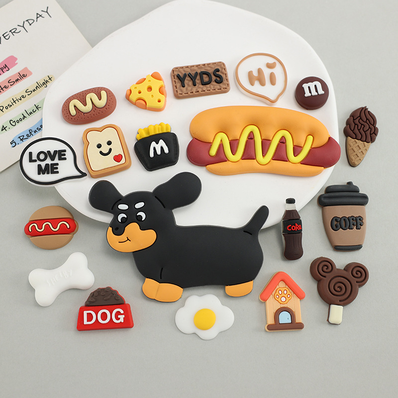 Sausage Dog Hot Dog Clogs Slippers Soft Rubber DIY Accessories Phone Case Water Cup Decoration Fridge Magnet