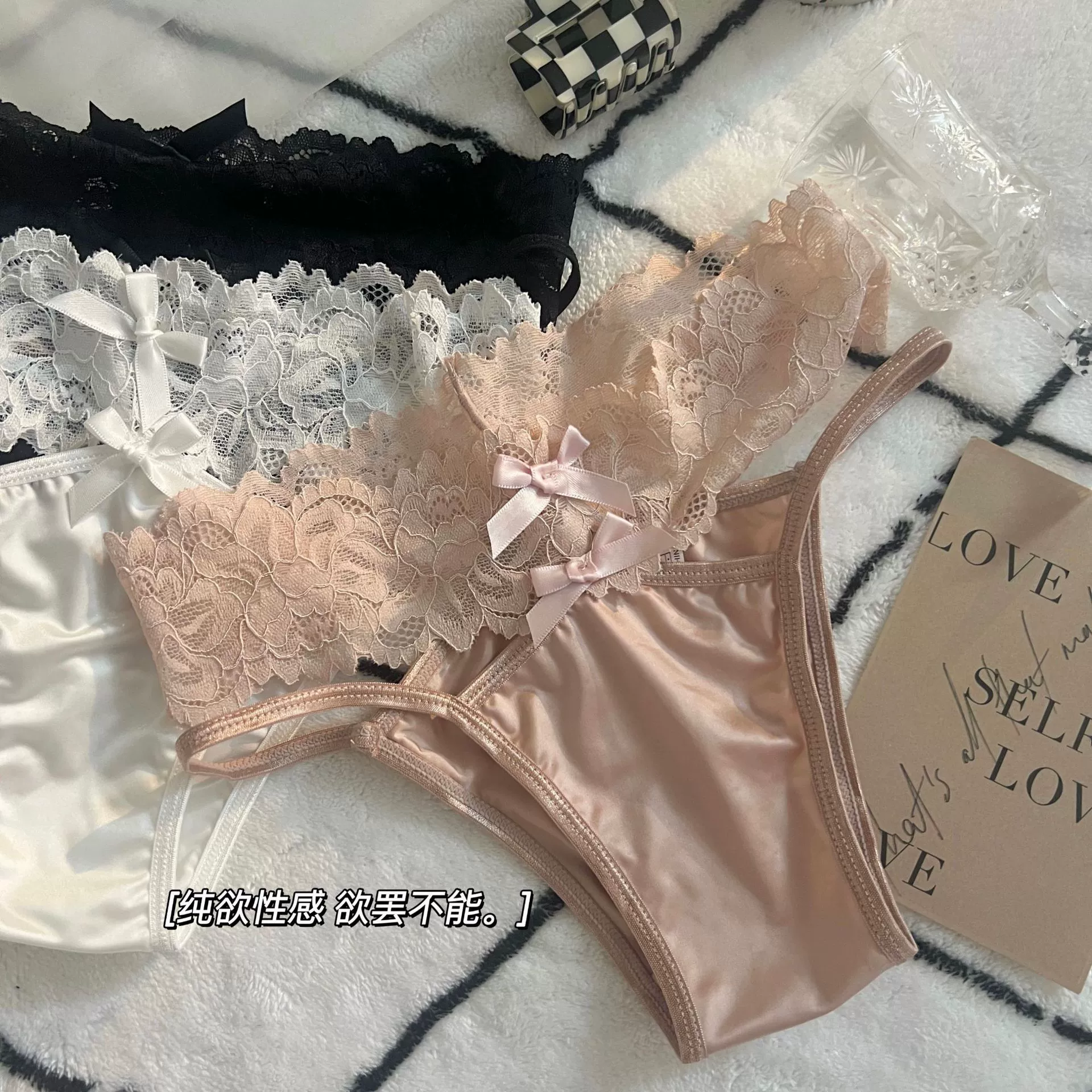 Дышащие хлопковые кружевные sexy штаны с бантом