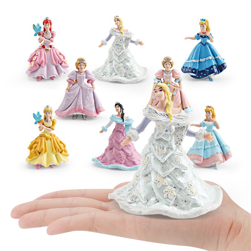Simulación transfronteriza cuento de hadas modelo de muñeca rompecabezas PVC sólido princesa reina decoración de personajes juguetes