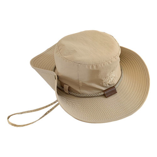 Western cowboy hat for women, summer thin breathable large brim outdoor camping hiking hat, sunshade and sunscreen fisherman's hat
