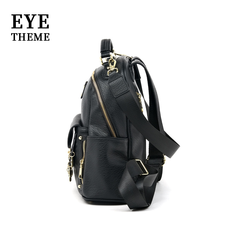 Mujeres de gran capacidad suave PU mochila de viaje práctico sentido de diseño de nicho unisex neutro 2795 #