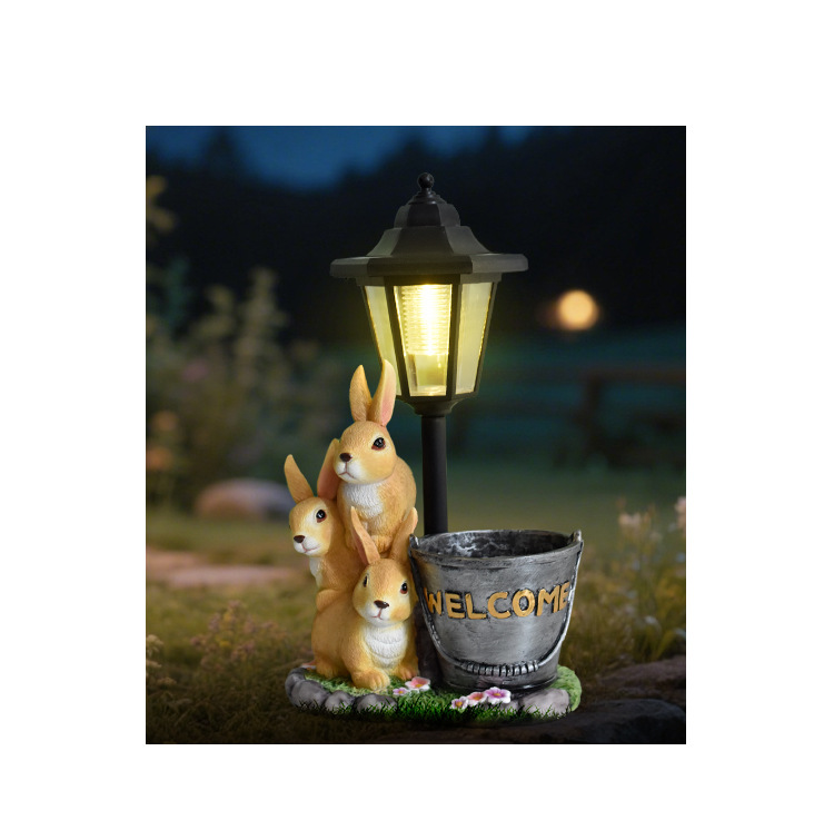 Easter Bunny Garden Ornament Solar Light For Patio And Balcony_voghion.com