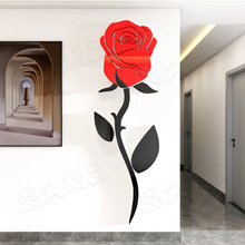 浪漫水晶亞克力玫瑰花3d立體牆貼客廳卧室玄關背景裝飾牆貼畫批發
