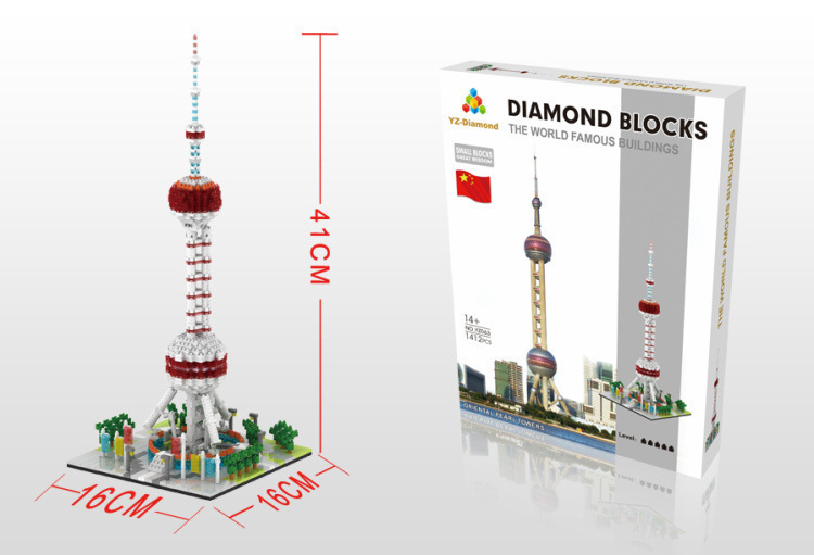 YZ063 Oriental Pearl Tower 070 Kingdom Building 66519 bloques de construcción de micropartículas ensamblando edificio modelo de autoensamblaje