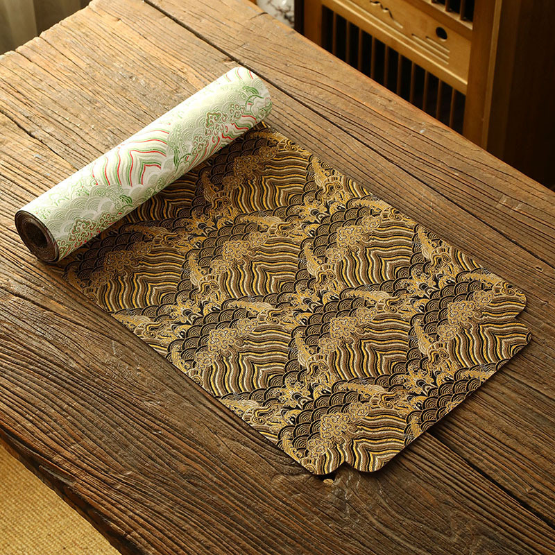 Mat de té impermeable estilo chino de doble cara almohadilla de té tela tabla bandera rectangular pequeña almohadilla de té número bandera de té mesa de té estilo nacional para el hogar