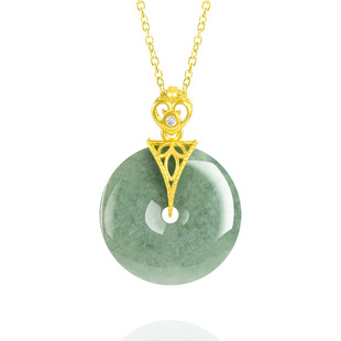 Natural A-Grade Jadeite Bean Green Safety Buckle Pendant Ice Jade Pendant Women's Jade Pendant Gift Wholesale