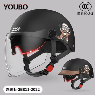 light half helmet ear protection, Motosiklet kaskı (dəbilqə) - black-double-mirror-3c-certification-paint