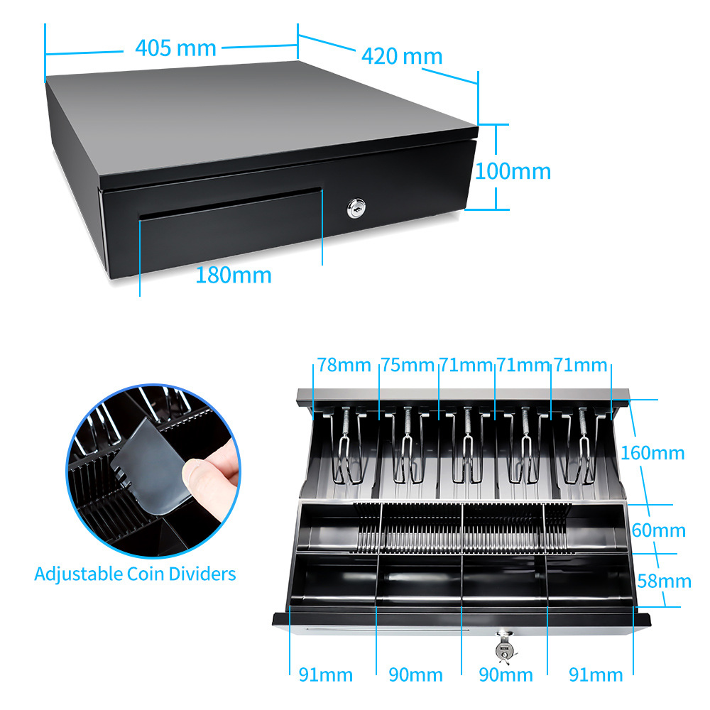 Xin Jiamei caja registradora, caja registradora de cinco compartimentos, caja registradora de tres grados con cerradura, cajón de caja registradora de supermercado, caja registradora de efectivo comercial