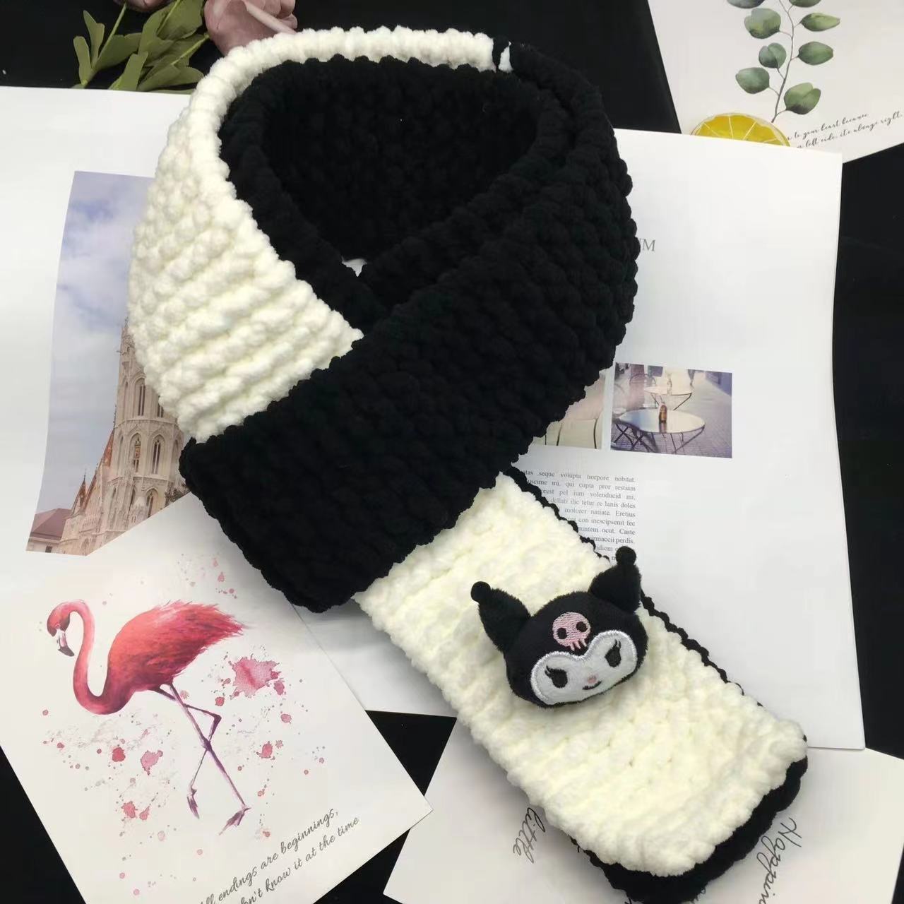 围巾毛线手工编织工具diy材料包礼物送女友手织男友围脖恋冬小熊