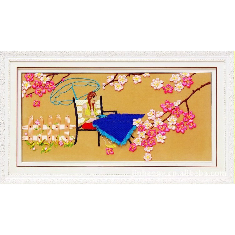 Bordado a mano DIY cinta bordado colgante pintura principiante bordado punto de cruz sala de estar pintura decorativa Lu bordado niños pequeña pintura colgante