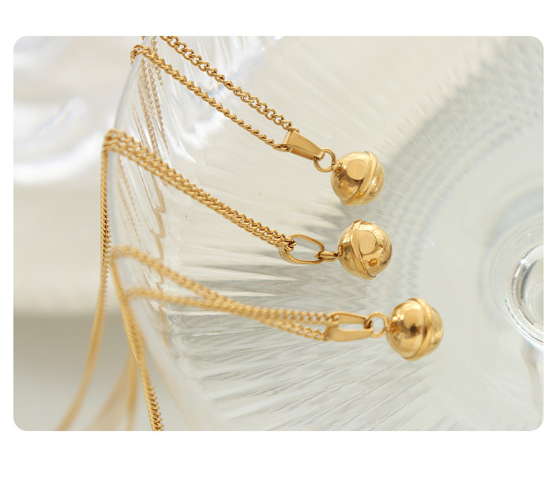 Retro Geometric Bell Titanium Steel Necklace Patchwork Stainless Steel Necklaces_colorza_3