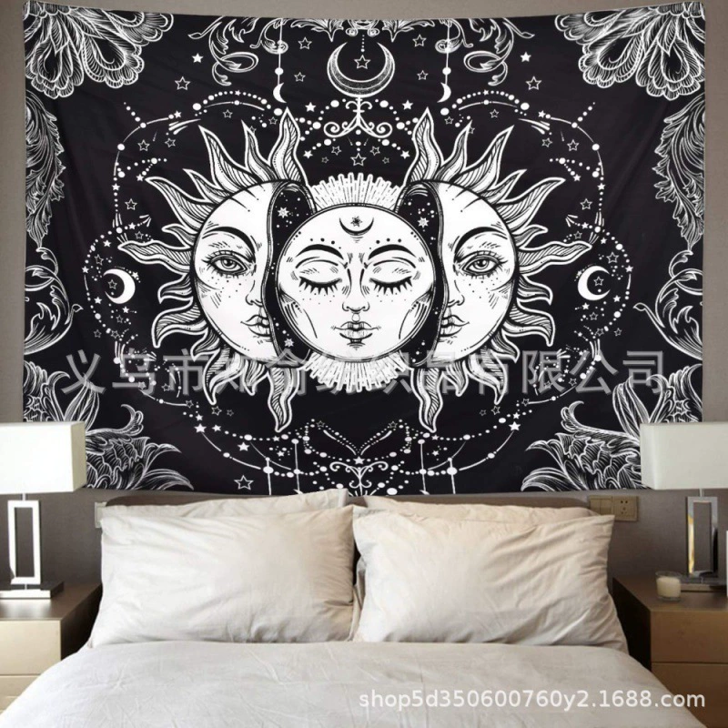 Tapestry solar-powered wall hanging, 95×73–180×230 cm sizes, lightweight decorative cloth with LED lights