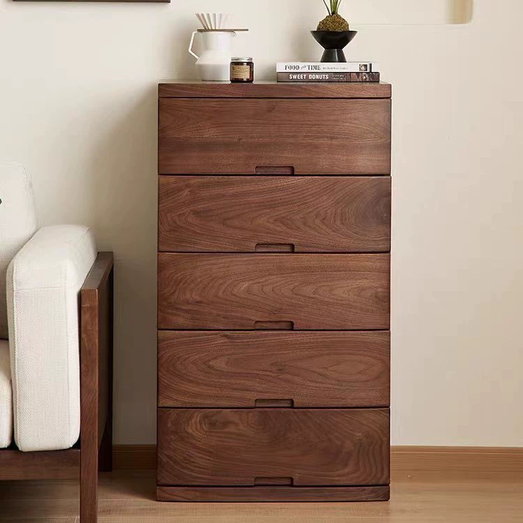 Маленький шкаф с пятью ящиками из черного ореха Северной Америки, угловой шкаф для хранения из цельного дерева для гостиной, широкий ящик для хранения 60/70