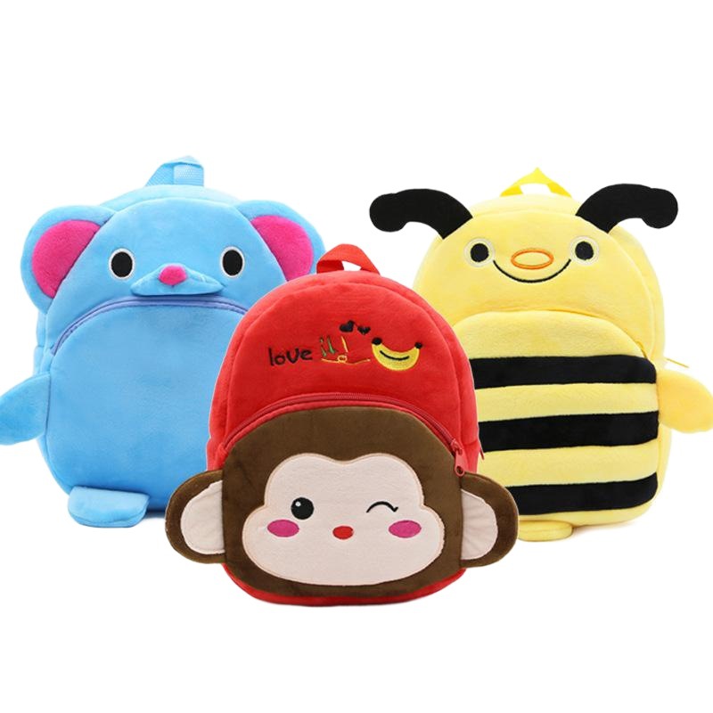 2-4 Years Old Cute Cartoon Kidsren's Backpack Anti-Lost Traction Rope Kidsren's Plush Backpack Kindergarten Backpack
