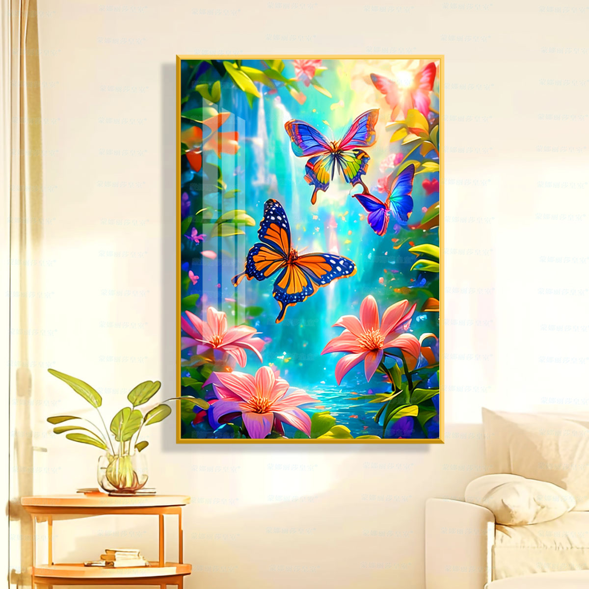 Tela de algodón importada: Punto de Cruz de la Mona Lisa, imagen de mariposa colorida, punto de cruz para sala de estar, bordado DIY. image 4