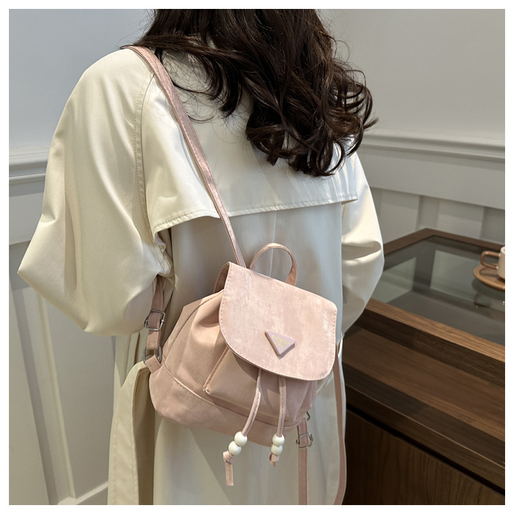 360g Weight Sewing Thread Fashion Element Flip Cover Closure Type Double Shoulder Straps Strap Type Functional Backpack Bags Type Casual Occasion Nylon Material Women's Backpack Backpack Solid Color Pattern All Seasons Season Women's Gender Elegant, Preppy Style Style Square Shape Solid Color Casual Women's Backpack Functional Backpack 15