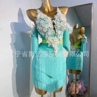 舞忆莎拉丁舞比赛花服2023新款拉丁舞服成人包邮服少儿童演出带钻