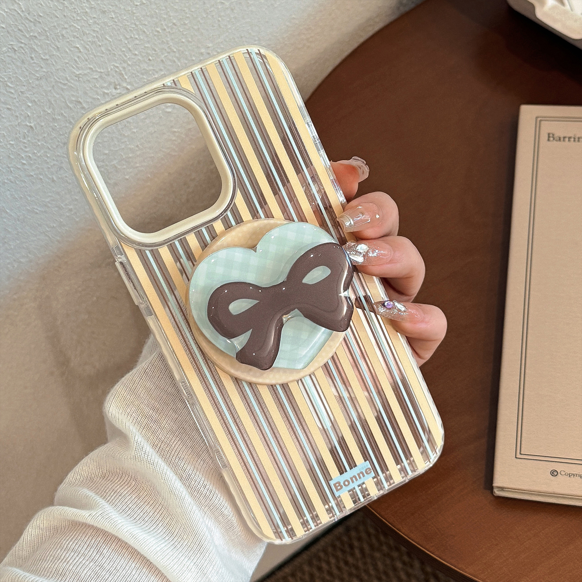 Lazo magnético a rayas retro para Apple 16ProMax funda para teléfono móvil 15Pro simple 14/13 nuevo 14PM