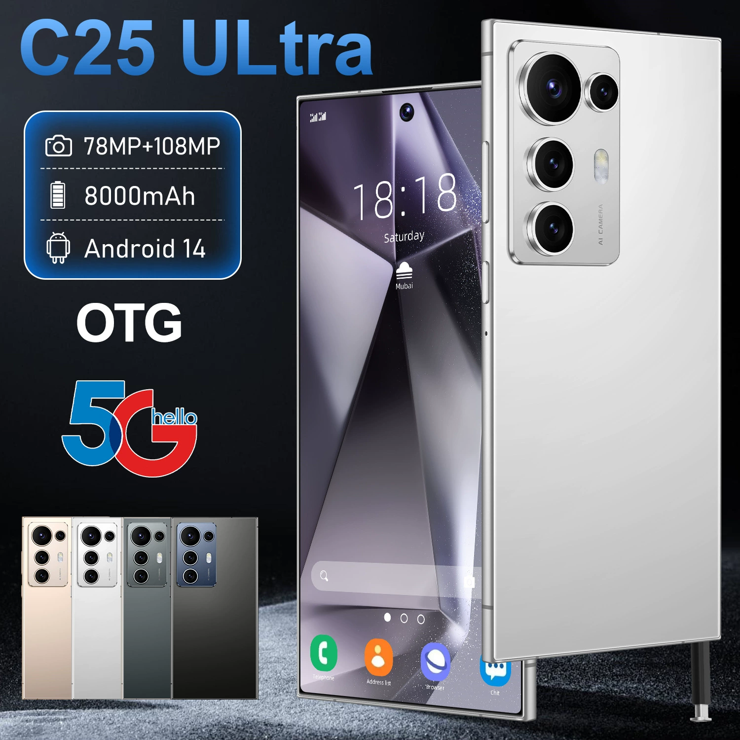 Новый C25 Ultra кросс-браузерный мобильный телефон 16+1T Android 4G сеть смартфон источник фабрика СмартФон