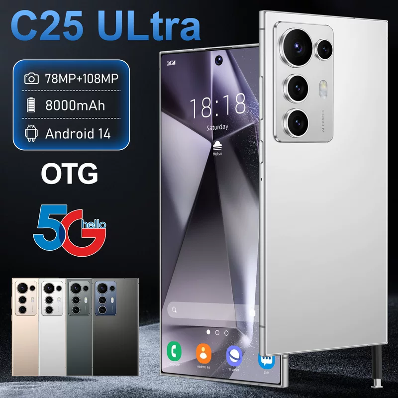 Новый C25 Ultra кросс-браузерный мобильный телефон 16+1T Android 4G сеть смартфон источник фабрика СмартФон