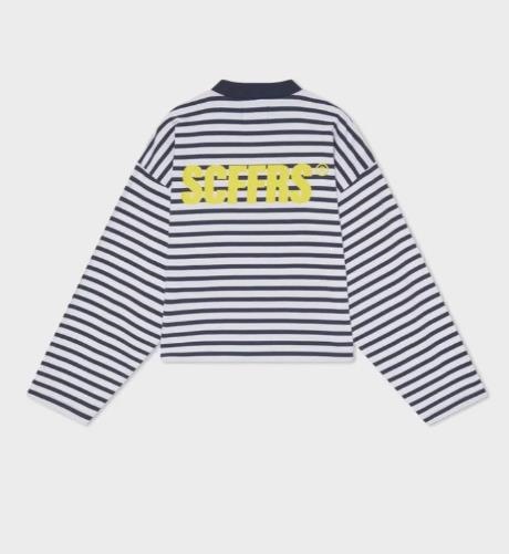 Scuffers T-shirt Striped Logo Navy White
