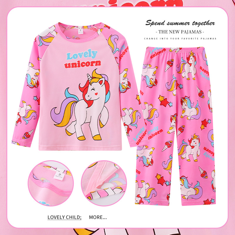 Pijamas de las niñas del sudeste de Asia Primavera y Otoño de manga larga traje de los niños de dibujos animados Linda niña bebé desgaste del hogar otoño desgaste exterior