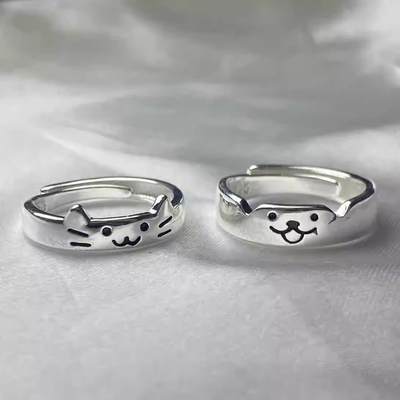 Cat and Dog Diary Ring Female Kitten Puppy Couple's Ring Ins Niche Design Sense Opening Adjustable Diet Ring