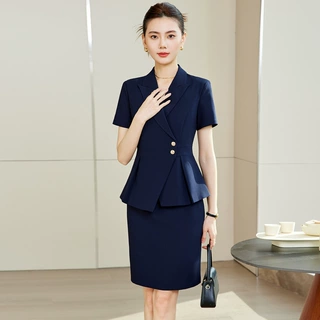 职业西装套装高端珠宝店柜台销售酒店前台工作服夏季短袖工作装女