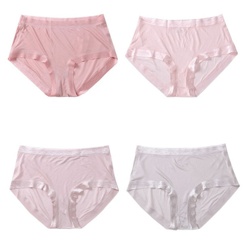 Knitted silk underwear for women, comfortable and breathable 100 mulberry silk large size seamless heavy mid-waist briefs