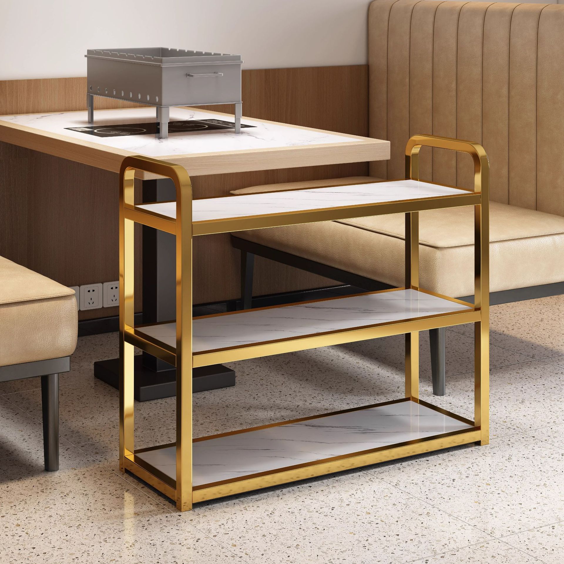 Estante de barbacoa, estante de verduras multicapa para tiendas de hot pot, estante de almacenamiento de verduras especial para cocina de piso de barbacoa comercial Zibo