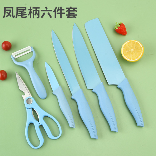 Factory Fengwei Handle Six-Piece Kitchen Full Set Stainless Steel Knife Set Colorful Gift Box Knife Set