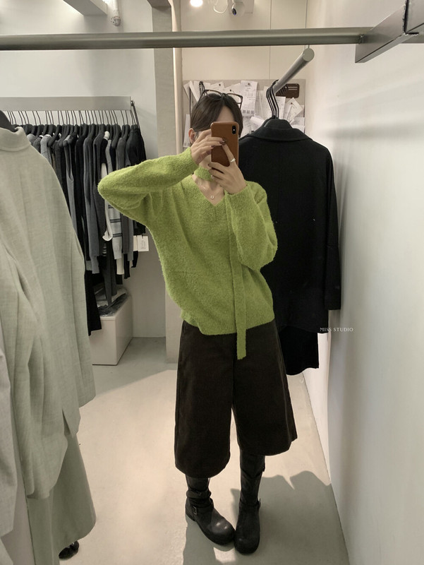 【MISS密思家】韩系简约百搭灯芯绒中裤休闲裤女装(配腰带)W6909|undefined