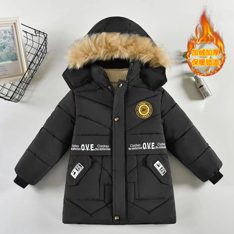 Ropa de invierno para niños engrosada ropa acolchada de algodón de moda abrigo de invierno para niños de longitud media estilo occidental cálido nueva chaqueta acolchada de algodón moda