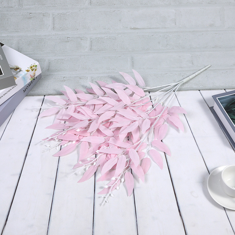 Artificial 5-Tenedor Hoja de Sauce Hoja de Langosta Planta artificial salón de bodas arreglo de flores Pantalla de hoja verde conjunto decoración flor falsa