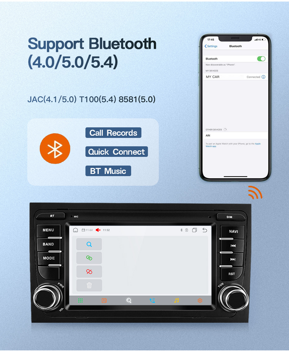 Suitable for Audi 03-12 Models A4 B6 S4 B7 Rs4 Android Car Large-Screen Navigation Reversing Image Radio