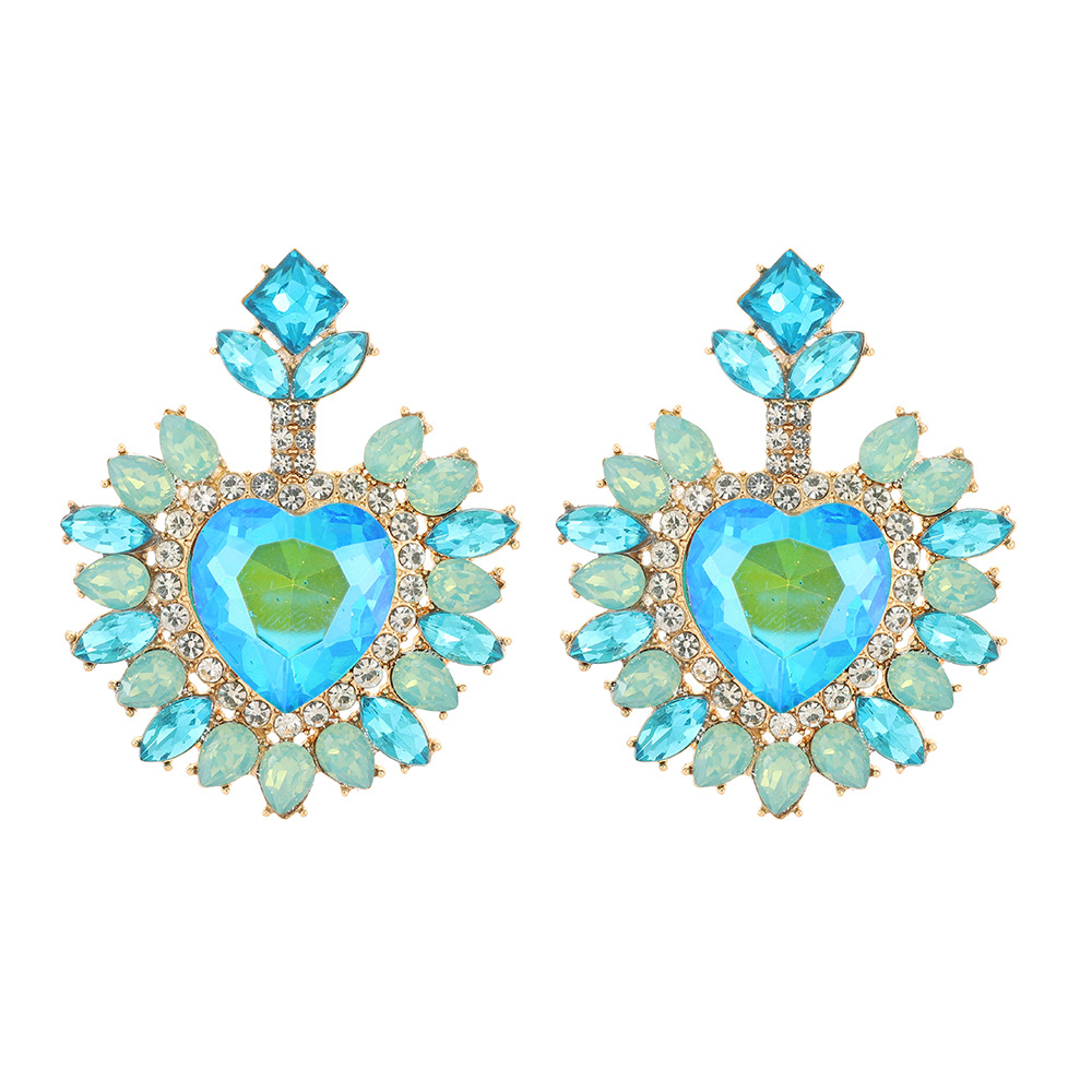 Glam Heart Shape Glass Women's Drop Earrings display picture 3
